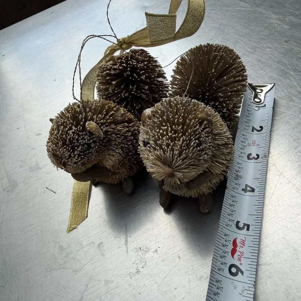 Bottle Brush Squirrel Ornaments Set of 2 Woodland Rustic Christmas Decor